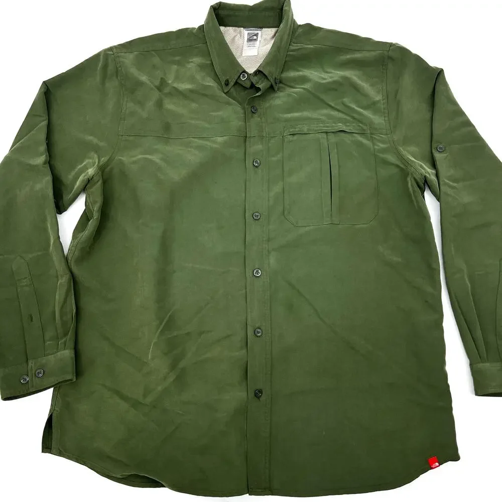 The North Face Mens Green Vented Long Sleeve Modal Button Shirt XXL Preowned